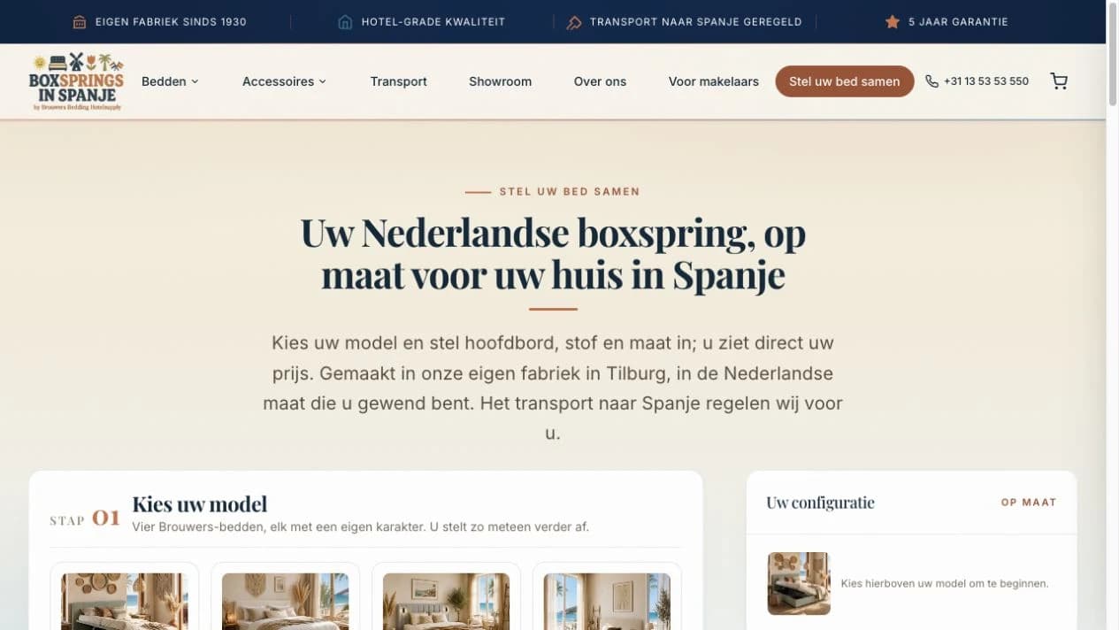 Boxsprings in Spanje: stel je eigen bed samen.